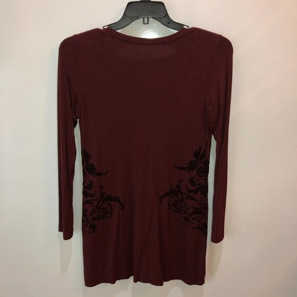 Soft Surroundings Womens Size S Burgundy Long Sleeve Scoop Neck Tunic Top Small - Picture 7 of 10